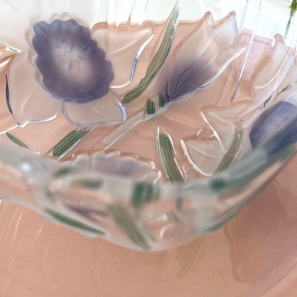 Vintage set of two glass flower print bowls salad bowls dessert bowls - Picture 6 of 12